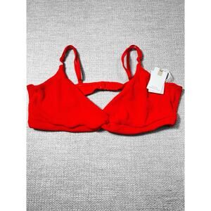 Good American Crinkle Always Fits Twist Bikini Top Bright Poppy Plus‎ Size 7/2XL